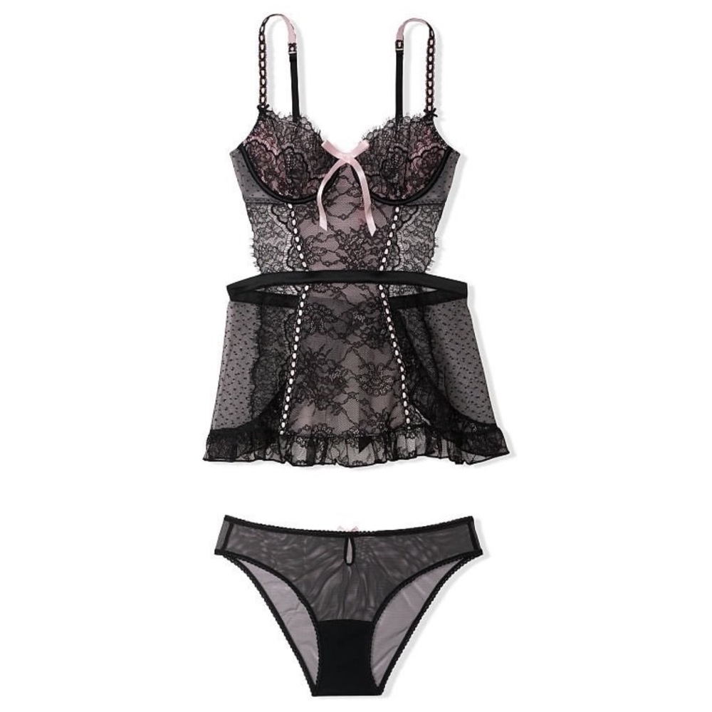 NEW Victorias Secret Very Sexy Wicked Babydoll Lingerie Set Size XS